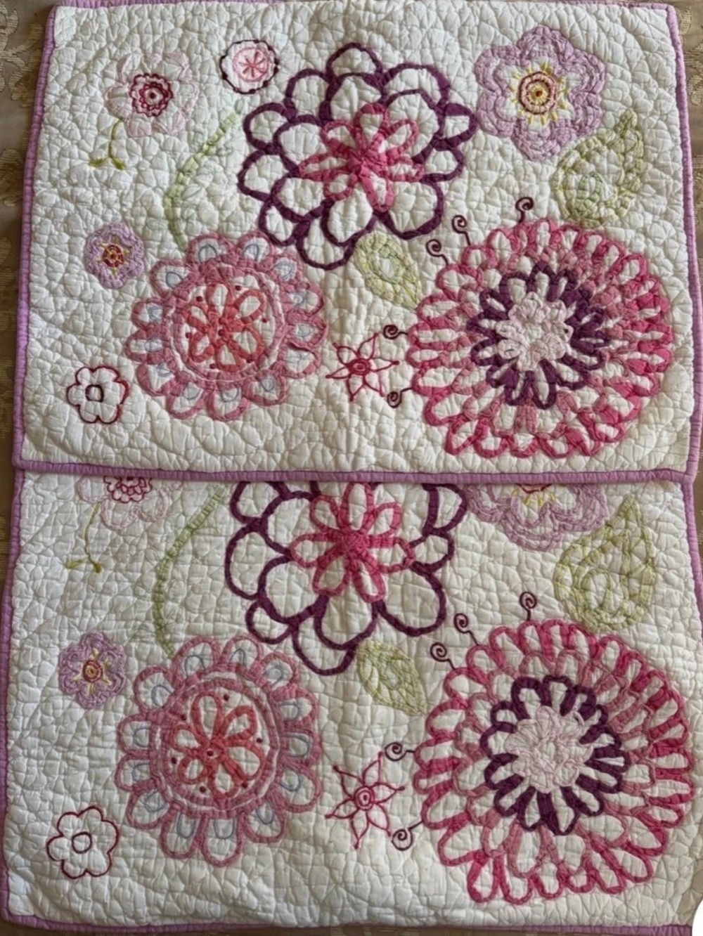 ISO Pottery Barn PB Teen Floral Quilted Bedspread in White & Pink to match